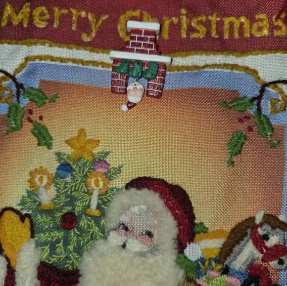 Sunset Crewel Stitchery Embroidery Holiday Stocking  Father Chirtmas 2005 - Picture 4 of 6